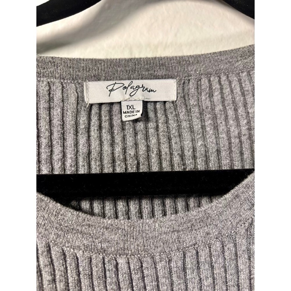 Polagram Colorblock Ribbed Knit Sweater Tunic 1XL Cabin Cozy Brown Long Sleeve - Picture 2 of 9